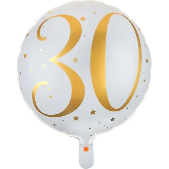 Folienballon 30. Geburtstag weiß-gold 45 cm