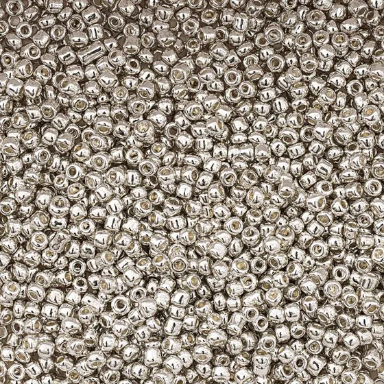 Rocailles Perlen 2 mm, 14 g, Silber Metallic