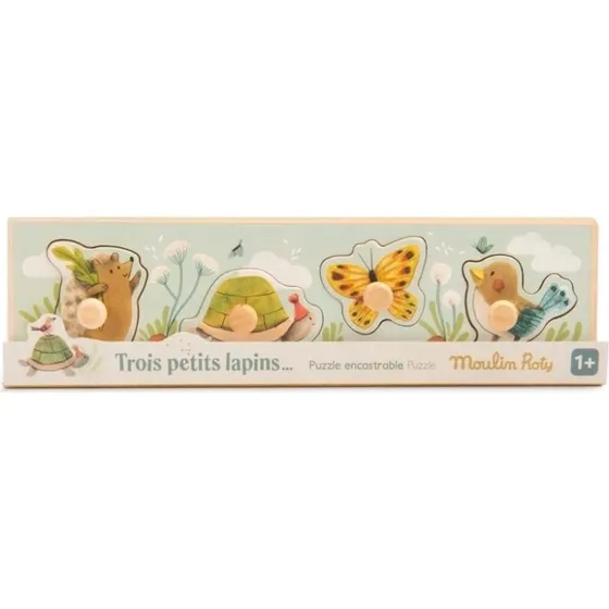 Moulin Roty Trois Lapins Steckpuzzle Tiere