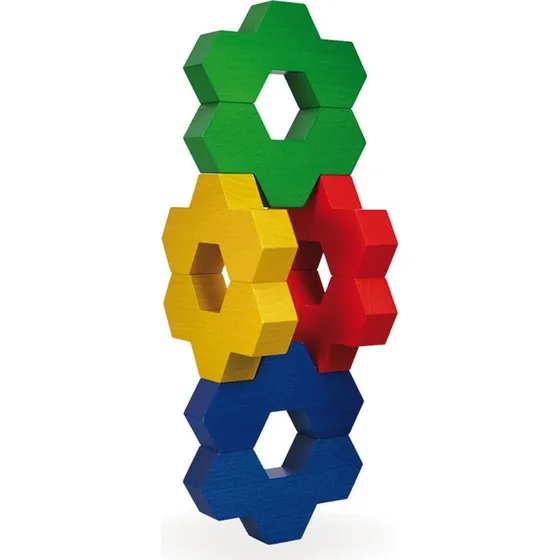 Honeyflower 3D-Legespiel Sina – 8 farbige Holzbausteine, Made in Germany