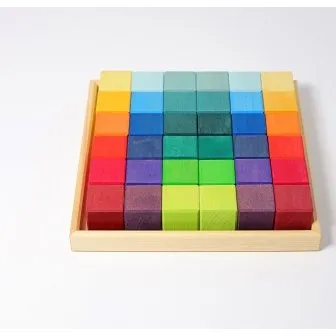GRIMM'S Regenbogen Mosaik 36 Würfel im Holzrahmen