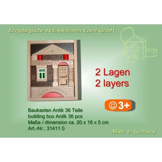 Ebert Baukasten Antik 36 Teile, 2 Lagen, farbig