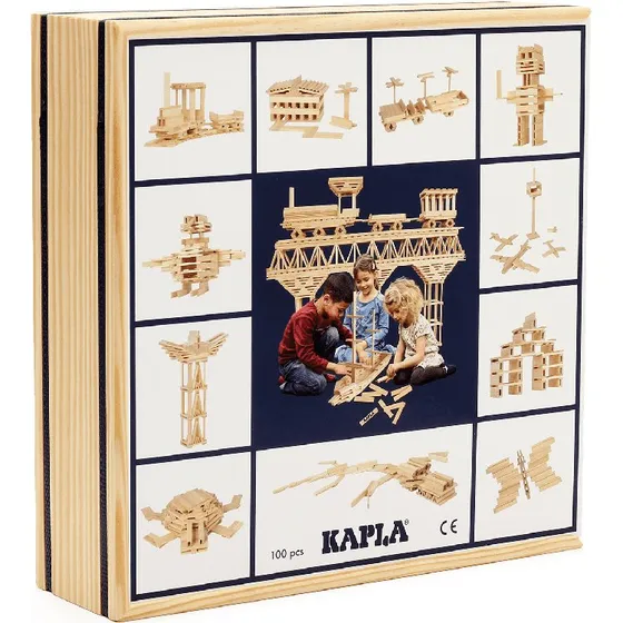KAPLA 100er Kasten aus naturbelassenem Pinienholz