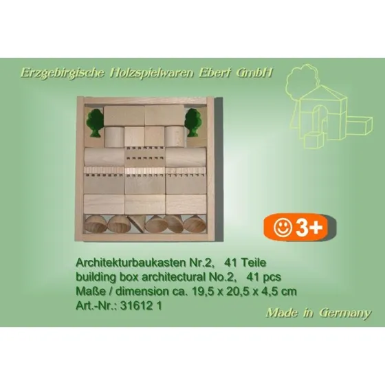 Ebert GmbH Architekturbaukasten Nr. 2, 41 Bausteine, natur