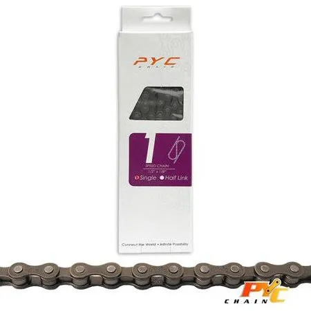PYC Fahrradkette 1/2 x 1/8 Zoll, 114 Glieder, Grau