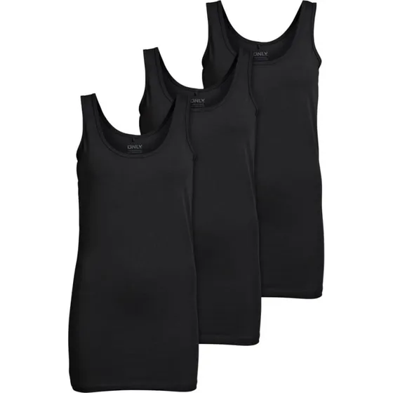 ONLY 3er-Pack Long Tank Top Schwarz