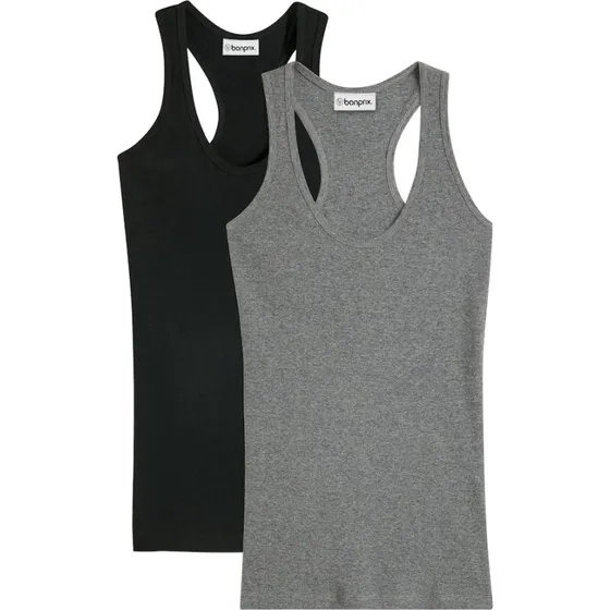 bonprix Tanktop 2er-Pack, Ringerrücken, Ripp-Qualität