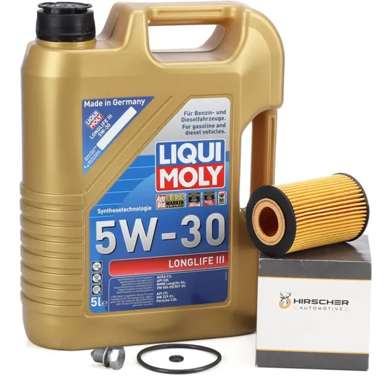 Liqui Moly 5W30 Longlife III 5L + Hirscher Ölfilter für VW Golf 7 Passat