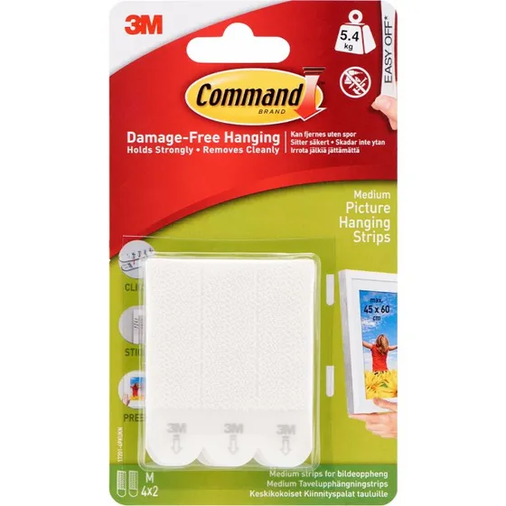 3M Command Bilder-Montage Strips, Mittelgroß, Schwarz, 4 Sets