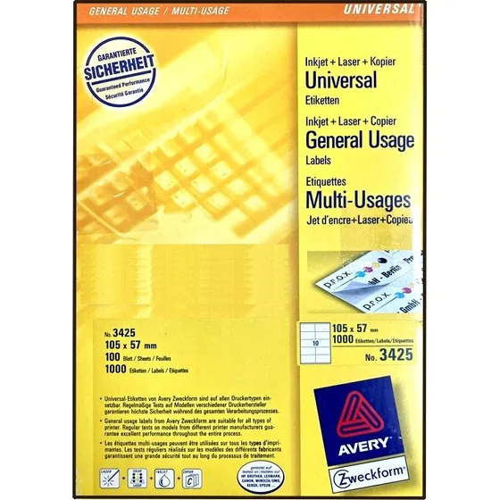 AVERY Zweckform 3425 Ultragrip Etiketten 105x57 mm weiß