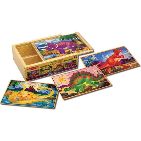 Melissa & Doug Dinosaurier-Holzpuzzle 4 x 12 Teile