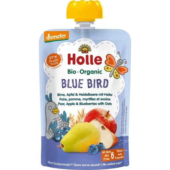 Holle Bio Blue Bird Birne Apfel Heidelbeere mit Hafer 12x100g