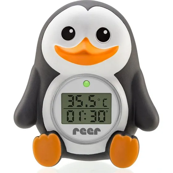Reer MyHappyPingu 2in1 Badethermometer schwarz/weiß/orange