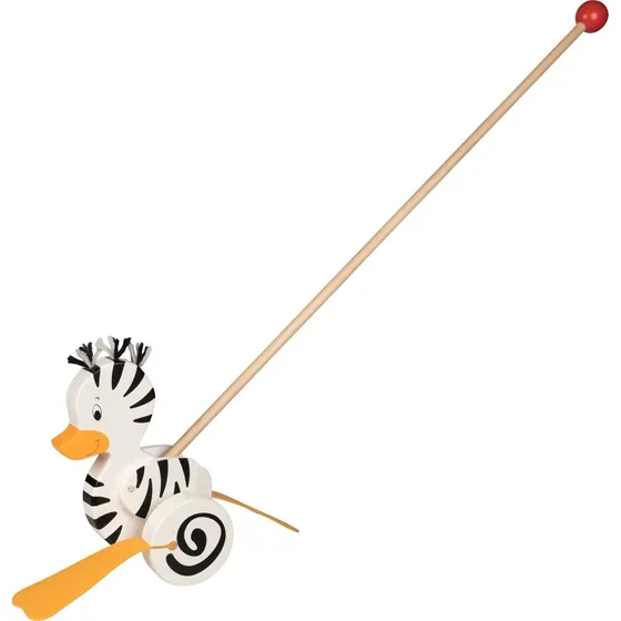 Goki Schiebetier Zebra-Ente aus Massivholz