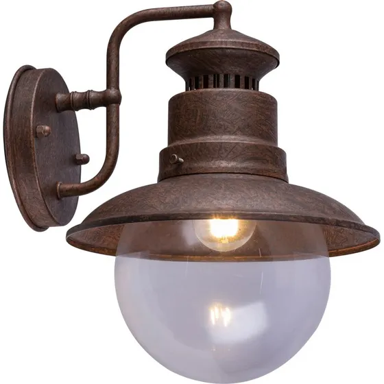 SELLA Außenwandleuchte rostfarben, Stahl & Glas, IP44
