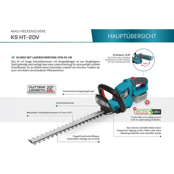 Könner & Söhnen KS HT-20V Akku-Heckenschere