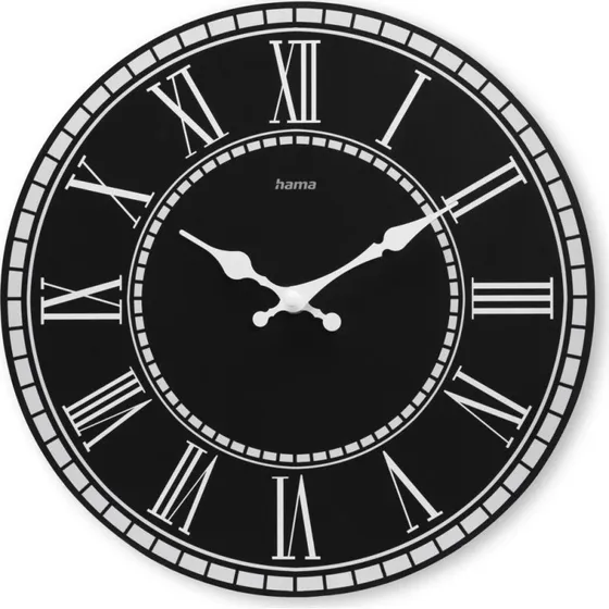 Hama Wanduhr Rab, 30 cm, Schwarz, ohne Ticken, MDF, Vintage