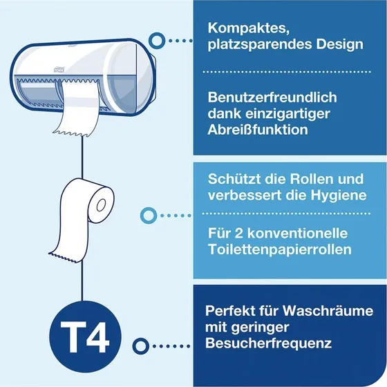TORK Premium Kleinrollen-Toilettenpapier T4 3-lagig extra weich 9x8 Rollen