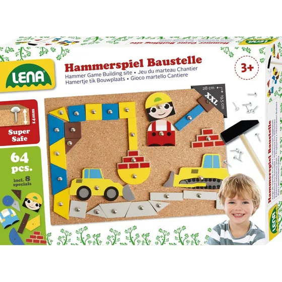 Lena Hammerspiel Baustelle – 64 Holzteile, ab 3 Jahren