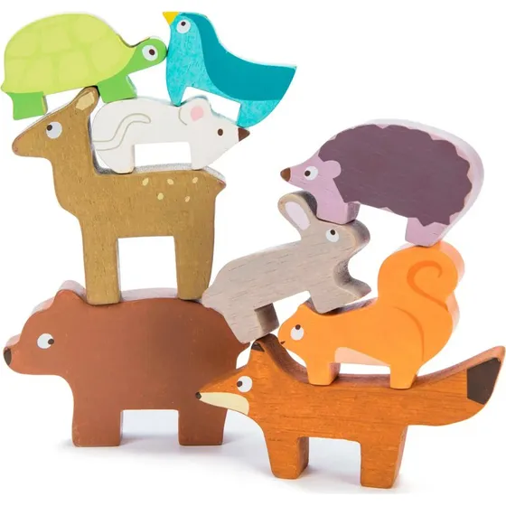 Le Toy Van Stapelspiel Waldtiere – 9 Holztiere mit Kordeltasche