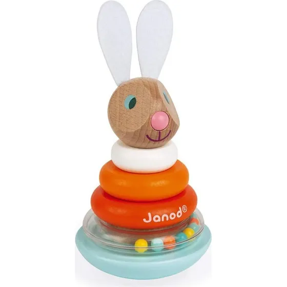 Hase Stapeltier aus Holz mit Filzohren