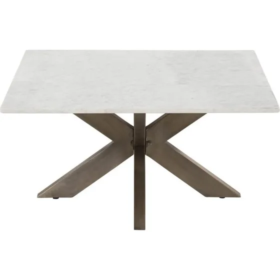 BARCELONA Couchtisch 90x90x45 cm Marmor weiß / Eisen Antik Grau