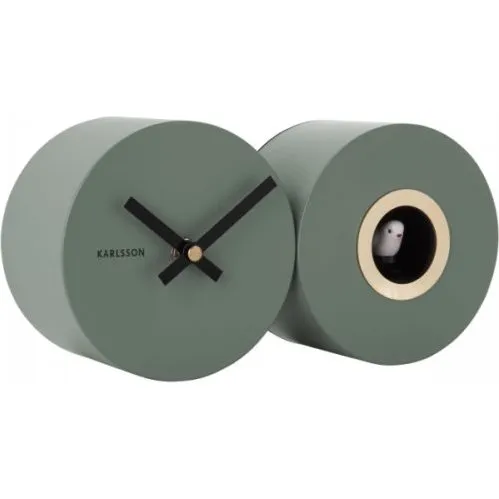 Karlsson Duo Cuckoo Wanduhr Matt Jungle Green 26x13x7,2 cm