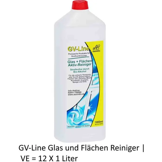 GV-Line Glas- und Flächenreiniger 12 x 1 L Sprühflasche