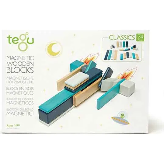 Tegu 24 Magnetische Holzbausteine blau