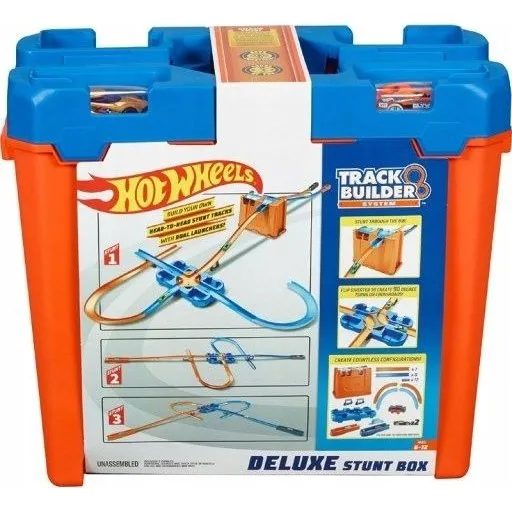 Hot Wheels Deluxe Stunt Box GGP93 mit 2 Autos & 4,5 m Track