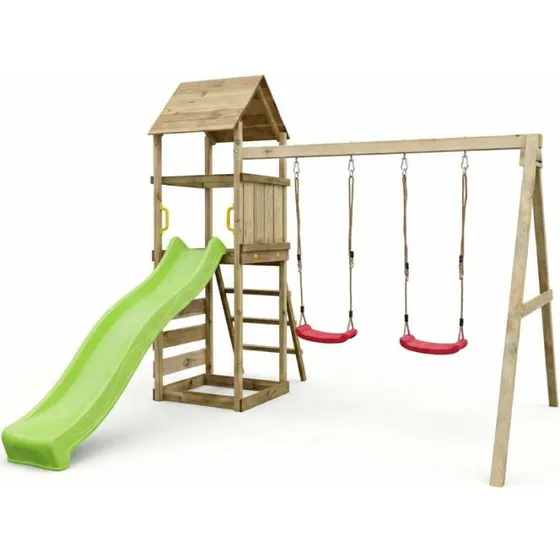 FUNGOO Max-Play 3.1 Spielturm mit Schaukel, Rutsche & Kletterwand