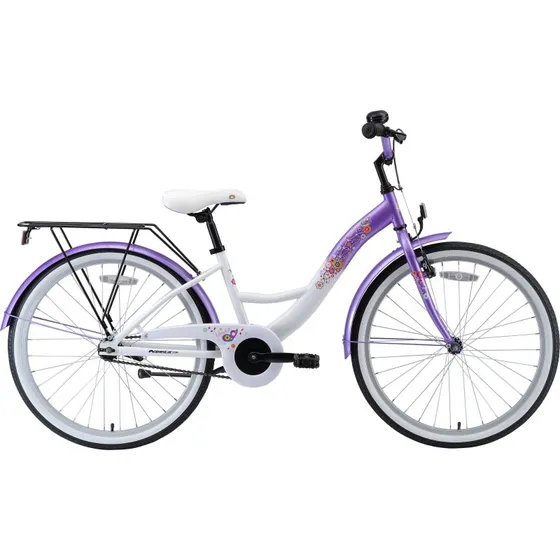 BIKESTAR Classic 24 Zoll Kinderfahrrad Lila & Weiß für Mädchen ab 10 Jahren
