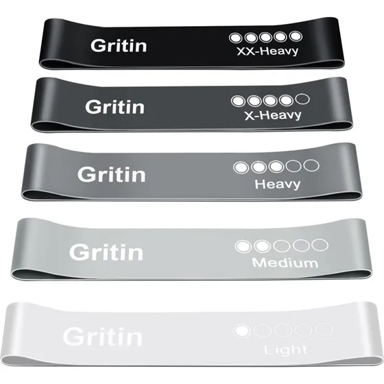 Gritin 5er Set Fitnessbänder Naturlatex 5 Widerstände