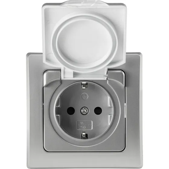 DELPHI Steckdose 22307 IP44 16A silber