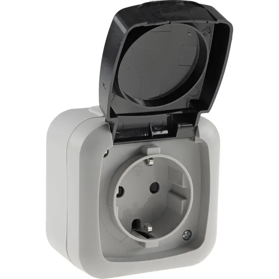 ChiliTec Feuchtraum Steckdose IP44 16A grau Aufputz