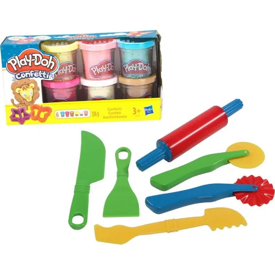 Play-Doh Konfettiknete mit Gowi 6-teiligem Werkzeugset