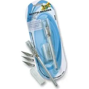 folia Skalpell Bastelmesser mit 3 Ersatzklingen, silber