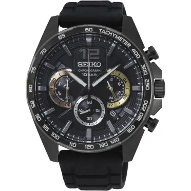 Seiko SSB349P1 Chronograph schwarz IP mit Silikonband