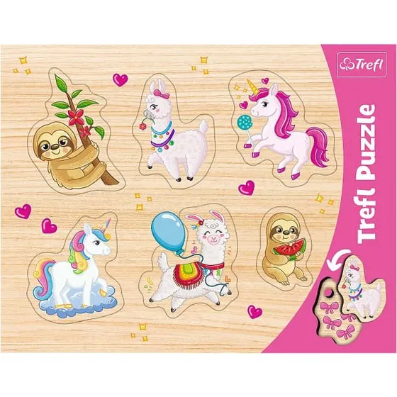 TREFL 6-teiliges Puzzle Einhörner, Lamas & Faultiere