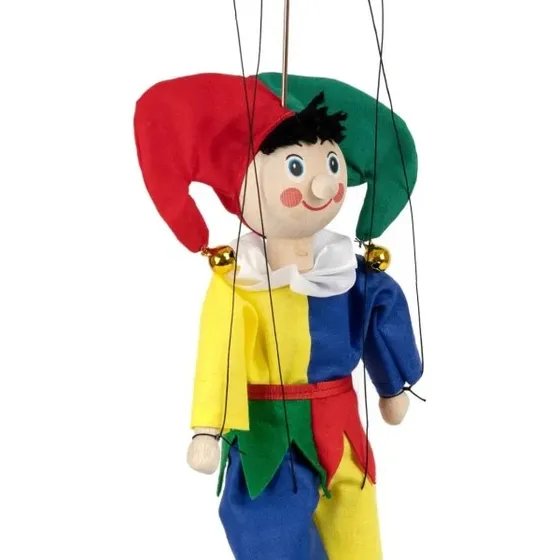 Marionette Clown 20 cm, handgefertigt, Holz-Puppe