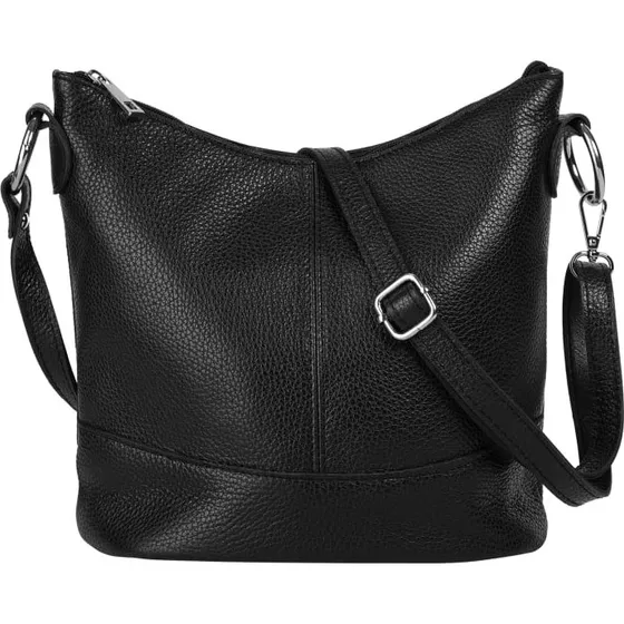 Cluty Umhängetasche aus Echtleder schwarz, Made in Italy