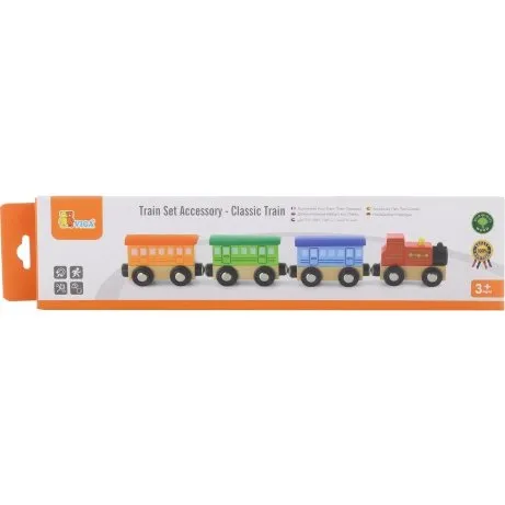 Viga Toys Holzeisenbahn Nostalgie mit Magnetkupplung