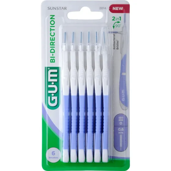 GUM BI-DIRECTION Interdentalbürsten 0,6 mm hellblau (6 St)