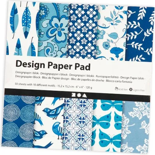 Creativ Blau Design-Papierpad, 50 Blatt, 120 g/m²