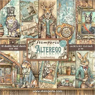 Stamperia Alterego 8x8 Paper Pack, 10 Bögen