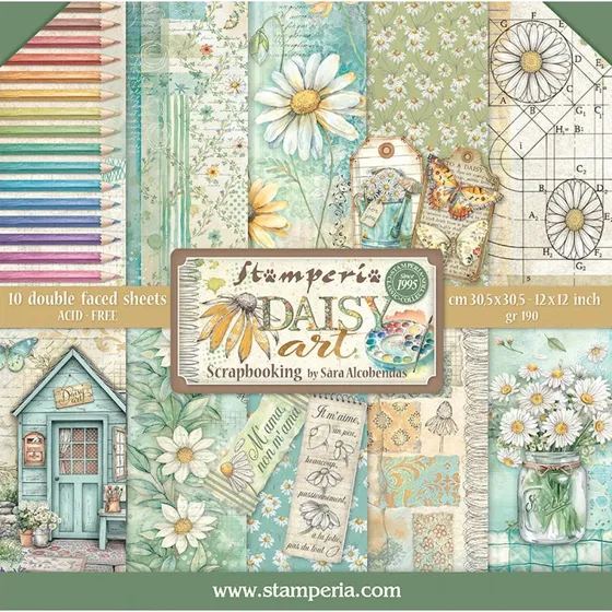 Stamperia Daisy Art Scrapbook-Block 30x30 cm