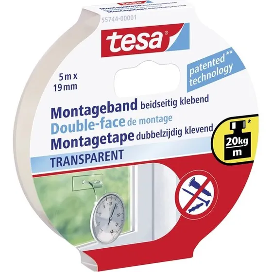 tesa Powerbond Transparent Montageband 5m x 19mm