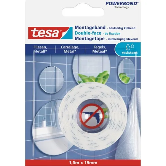 tesa Powerbond Montageband 1,5 m x 19 mm wei