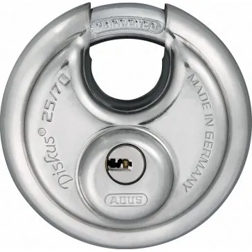 ABUS Diskus 25/70 Edelstahl Vorhangschloss, 5 Schlüssel
