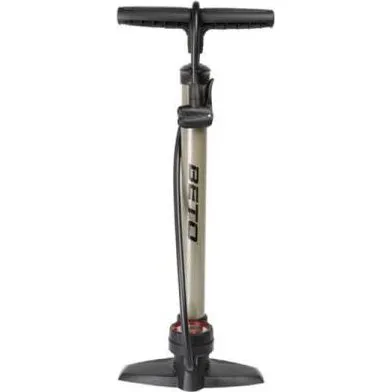 Beto Dualhead-Fahrradpumpe mit Manometer, Silber/Schwarz